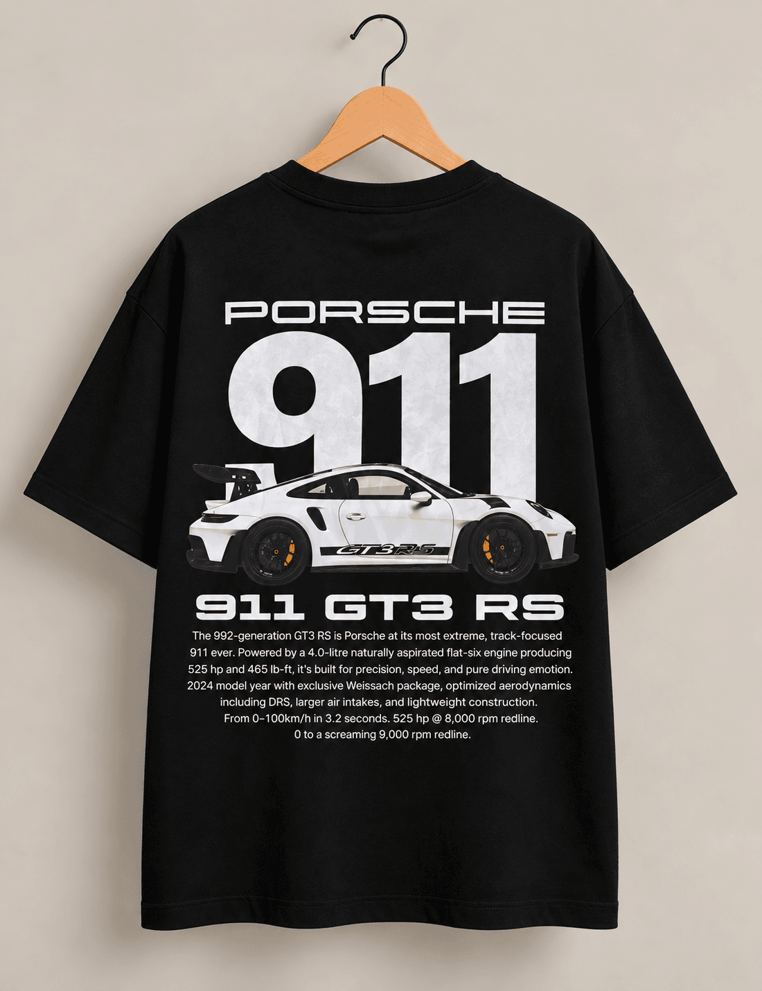 Porsche 911 GT3 RS Oversized Graphic T-Shirt