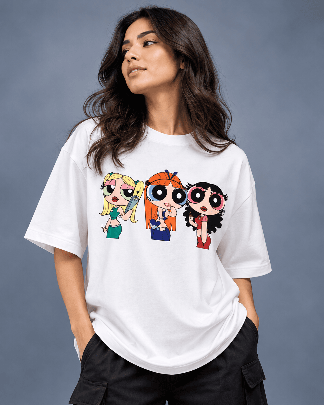 Powerpuff Girls Graphic Oversized T-Shirt – White