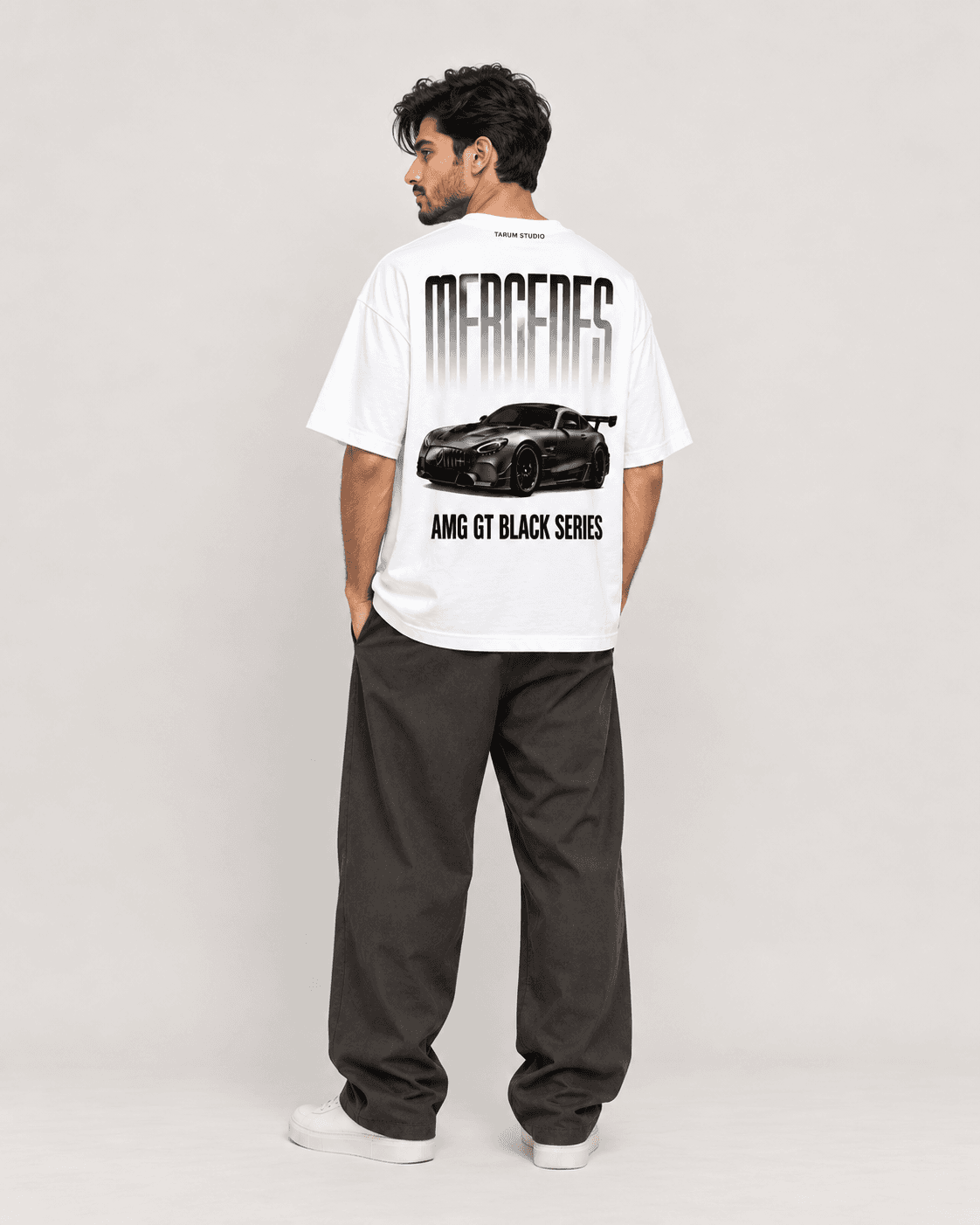 Mercedes AMG GT Graphic Oversized T-Shirt-White