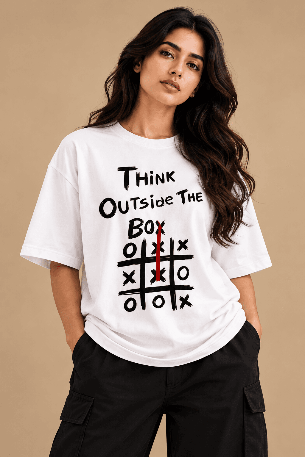 Think Outside the Box Graphic Oversized T-Shirt