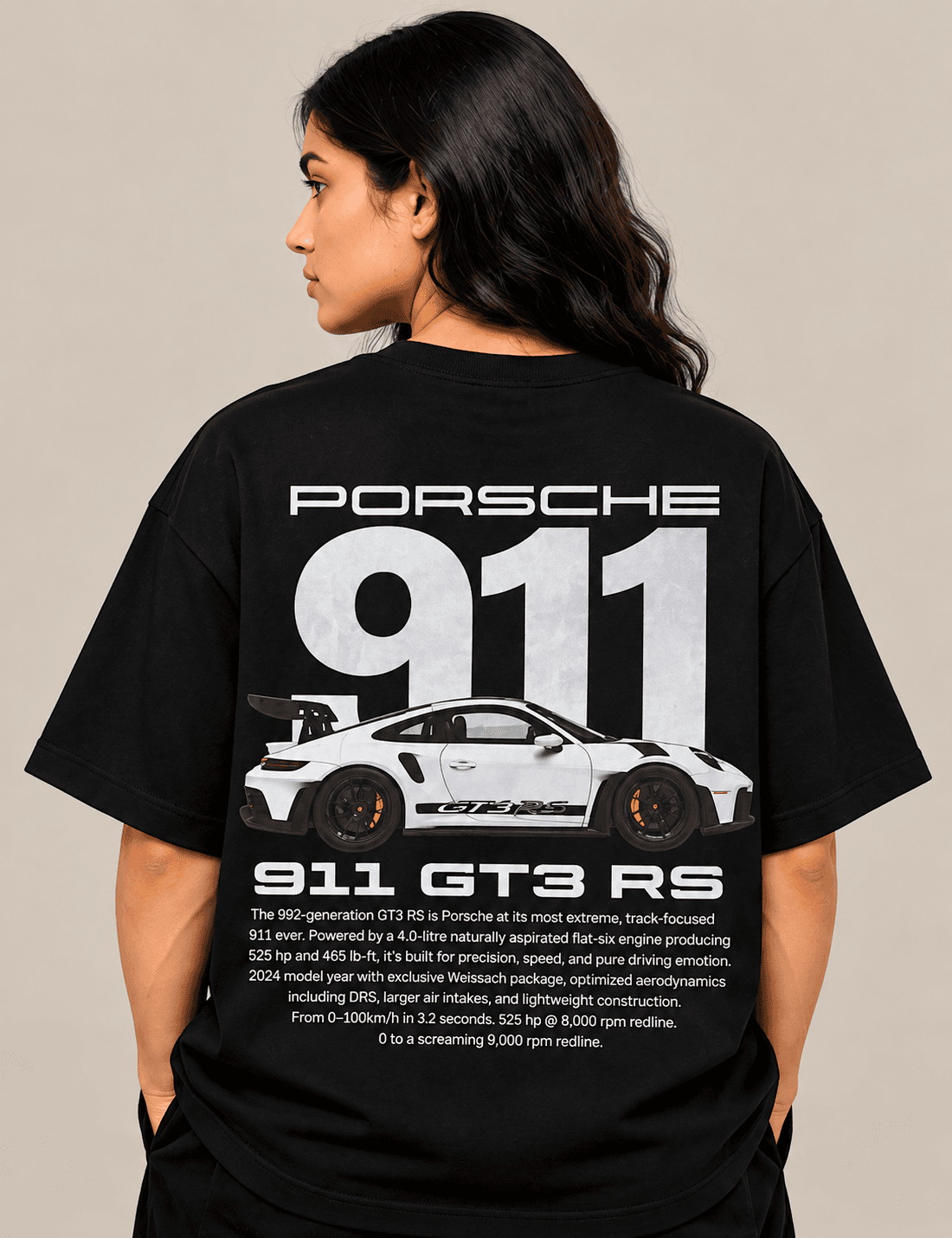 Porsche 911 GT3 RS Oversized Graphic T-Shirt
