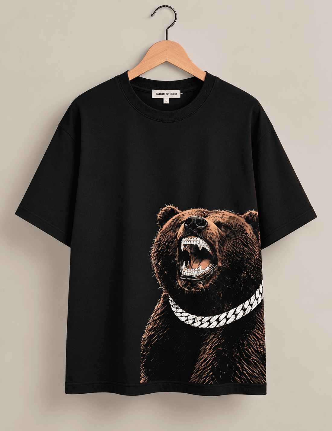 Oversized Grizzly Bear Graphic T-Shirt