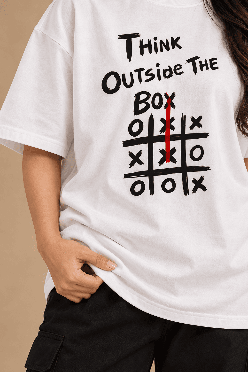 Think Outside the Box Graphic Oversized T-Shirt