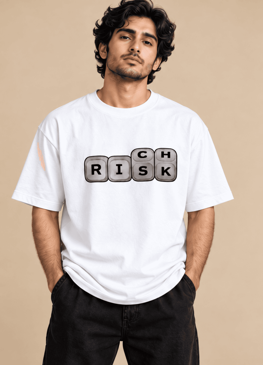 Risk / Rich Keycap Graphic Oversized T-Shirt