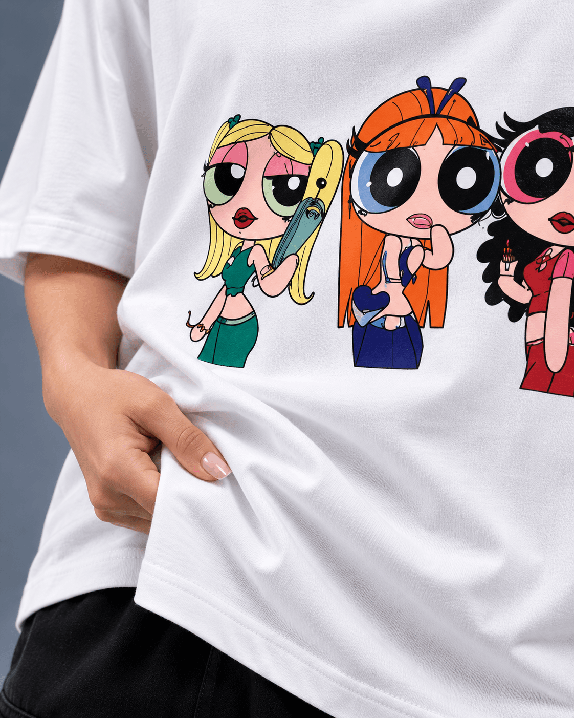 Powerpuff Girls Graphic Oversized T-Shirt – White