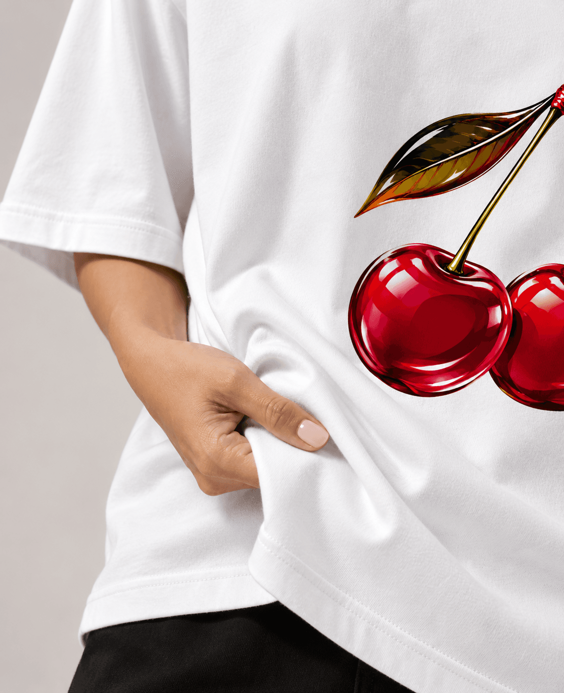 Cherry Graphic Oversized T-Shirt