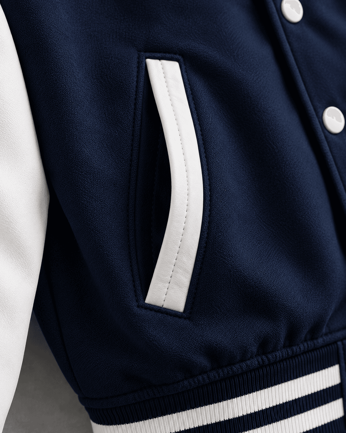 Classic Varsity Baseball Jacket – Navy Blue & Black | TARUM STUDIO