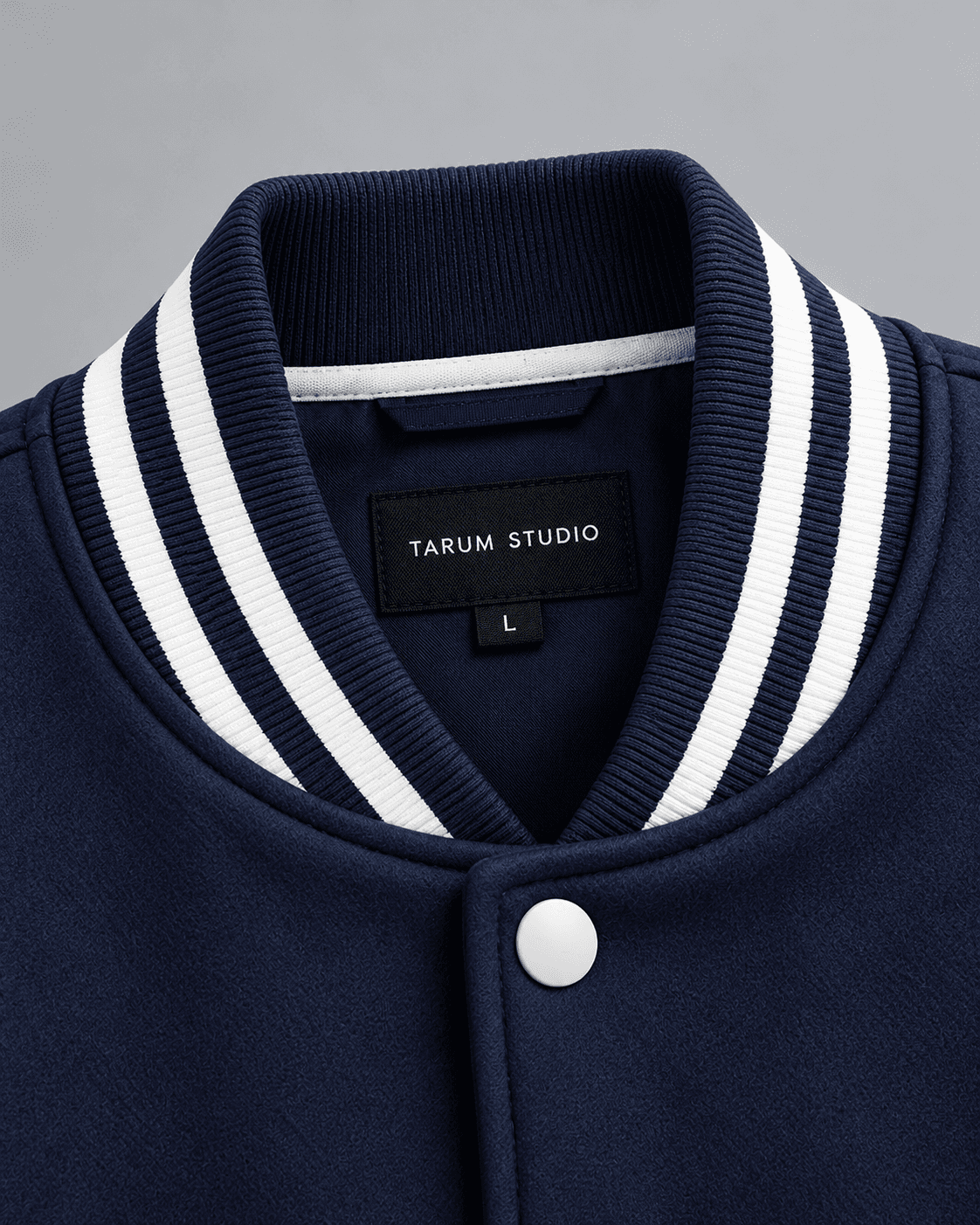 Classic Varsity Baseball Jacket – Navy Blue & Black | TARUM STUDIO